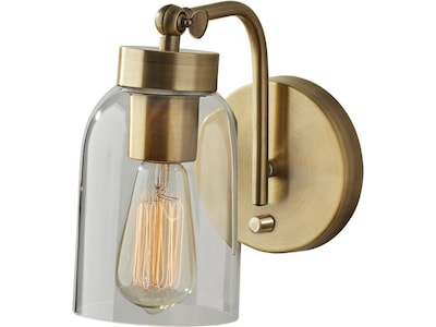 Adesso Bristol 1-Light Incandescent Bulb Armed Sconce, Antique Brass (4286-21)