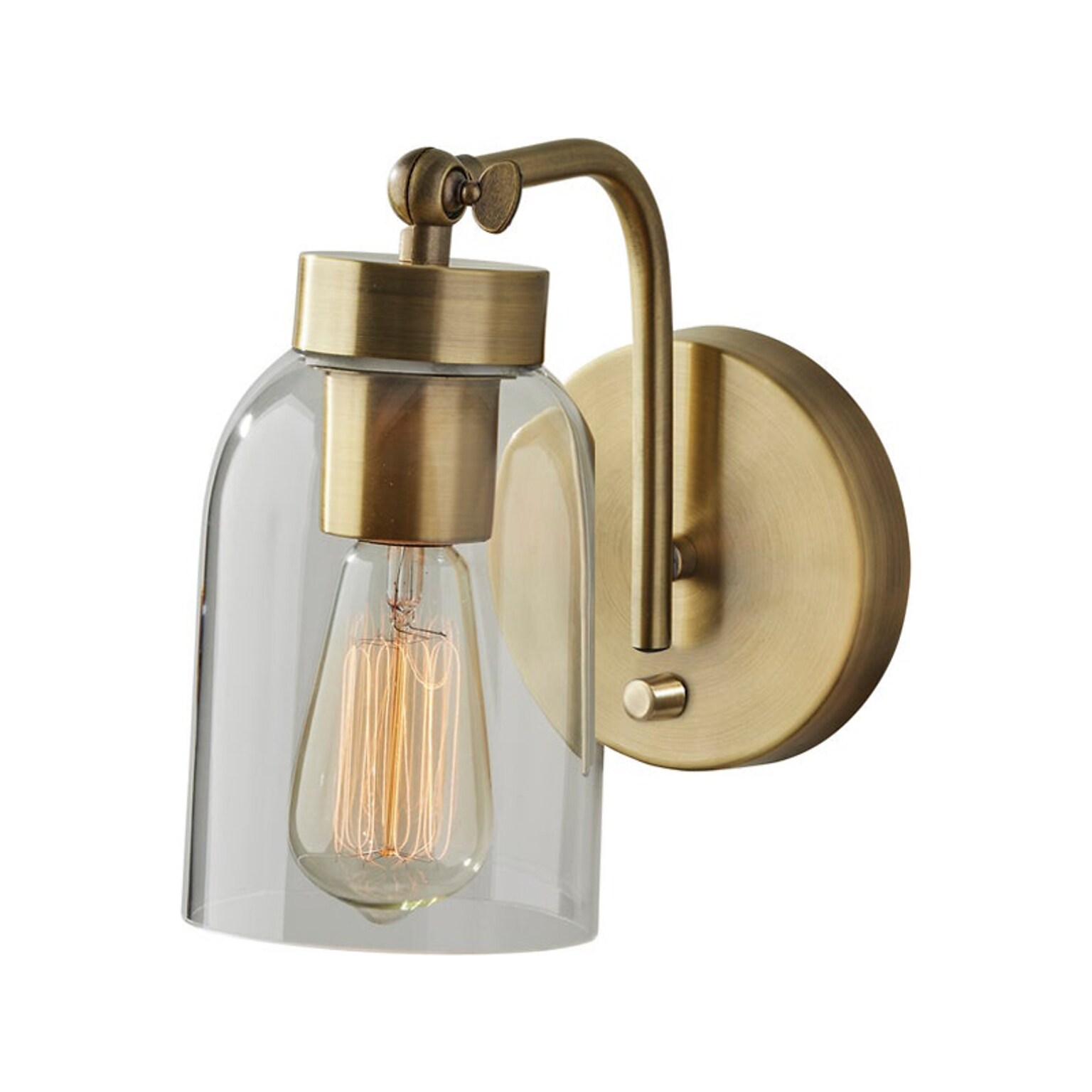 Adesso Bristol 1-Light Incandescent Bulb Armed Sconce, Antique Brass (4286-21)