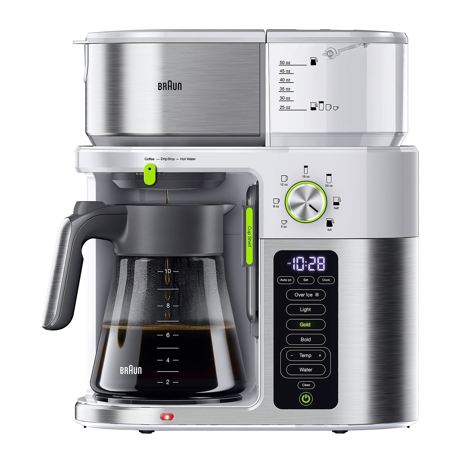 Braun MultiServe 10-Cup Automatic Drip Coffee Maker, White (KF9150WH)
