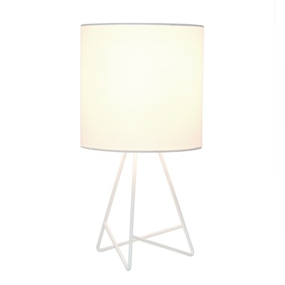 Simple Designs Down to the Wire Table Lamp Fabric Shade, White with White Shade (LT2066-WOW)