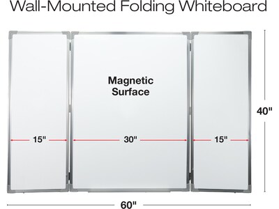 Excello Global Products Magnetic Dry-Erase Folding Whiteboard, 40 x 60 (EGP-HD-0482)