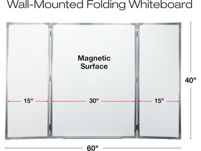 Excello Global Products Magnetic Dry-Erase Folding Whiteboard, 40" x 60" (EGP-HD-0482)