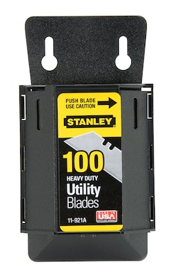 Stanley 1992 Heavy-Duty Refill Blades With Dispenser, Gray, 100/Pack (11-921A)