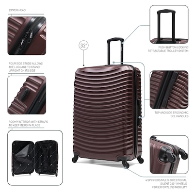 DUKAP Adly 33.27" Hardside Suitcase, 4-Wheeled Spinner, TSA Checkpoint Friendly, Wine (DKADL00XL-WIN)