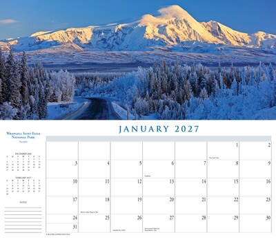 2027 Willow Creek National Parks 15" x 6.5" Monthly Wall Calendar, Assorted Colors (64528)