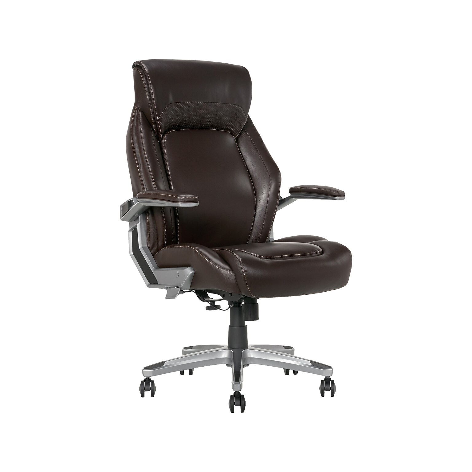 La-Z-Boy Meyer Ergonomic Bonded Leather Swivel Executive Chair, Brown (60082-BRN)