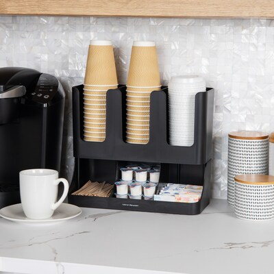 Mind Reader Anchor Collection 6-Compartment 2-Tier Coffee Cup and Condiment Organizer, Black (UPRIGH