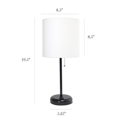 Simple Designs 19.5" LED Table Lamp, Black/White Shade (LT2024-BAW-CCLB)