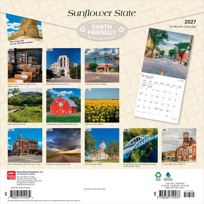 2027 BrownTrout Kansas Places 12 x 12 Monthly Wall Calendar (9798330714537)