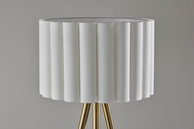 Adesso Caldwell 61"H Antique Brass Floor Lamp with White Linen Shade (4227-21)