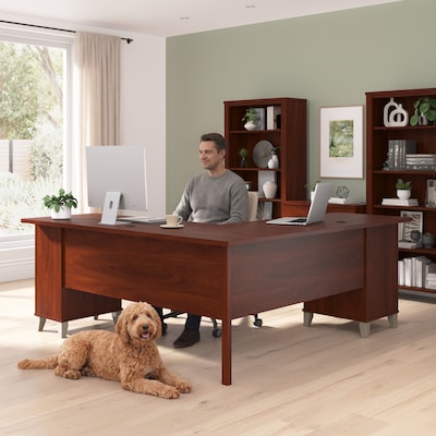 Bush Home Somerset 72" W L Shaped Office Desk with Storage, Hansen Cherry (WC81710K)