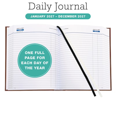 2027 Excello Brands 7.3 x 8.5 Daily Standard Planner, Paperboard Cover, Brown (CD68-CY27-BN)
