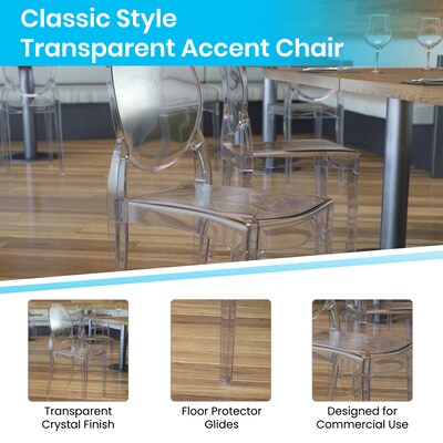 Flash Furniture Revna Resin Banquet & Event Ghost Chairs, Armless, Transparent Crystal, 4/Pack (ZHGHOSTOVR4)