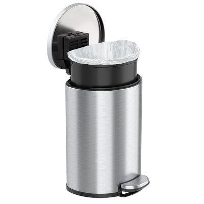 iTouchless SoftStep Semi-Round Stainless Steel Step Trash Can with Hinged Lid, 2.91 Gallon (IP03DSS)