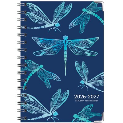 2026-2027 Excello Brands 8" x 5.5" Academic Weekly & Monthly Planner, Paperboard Cover, Dragonflies (FSHN-AY26-58-59)