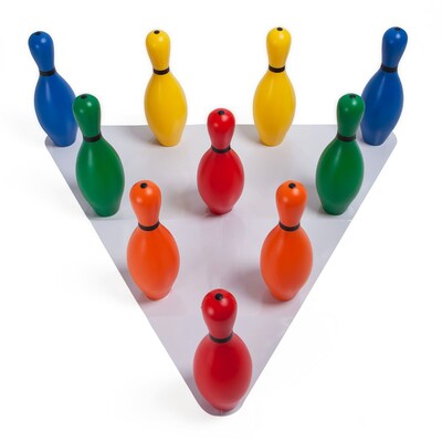 Champion Sports Plastic Bowling Pin Set, Assorted Colors, 10/Set (CHSBP10CLR)