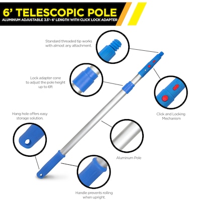 Gritt Commercial Window Washing Kit with 14" Swivel Window Squeegee and 6' Telescopic Pole (GRI130-6F-14)