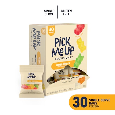 Pick Me Up Provisions™ Mixed Fruits Gummy Bears, 1 oz., 30 Bags/Box (PM63515)