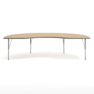 Flash Furniture Wren Kidney Activity Table, 96" x 48", Height Adjustable, Light Natural Top/Silver Frame (XUA4896KDLNTP)
