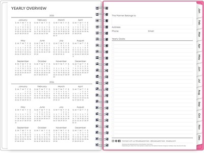 2025 Blue Sky Orchid 5" x 8" Weekly & Monthly Planner, Plastic Cover, White/Pink (142084-25)