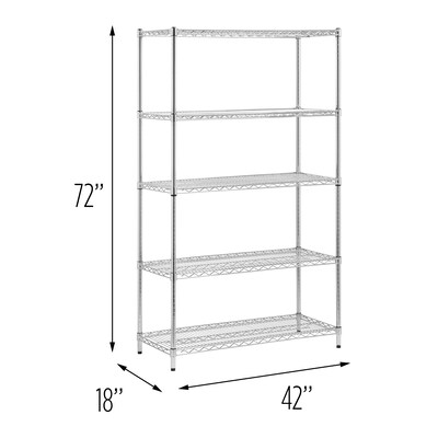 Honey-Can-Do 5-Tier Heavy-Duty Adjustable Shelving Unit with 800-lb Shelf Capacity, 18"W, Chrome (SHF-01441)