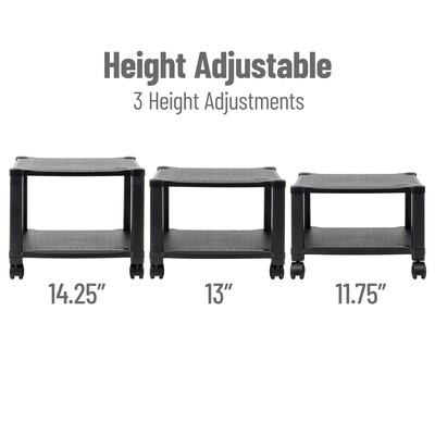 Mind Reader 2-Shelf Mobile Printer Utility Cart with Wheels, Black (PRCARTSM-BLK)