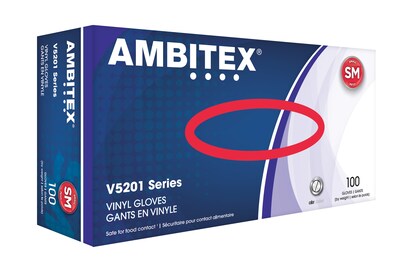 Ambitex V5201 Series Latex Free Clear Vinyl Gloves, Small, 100/Box (VSM5201)