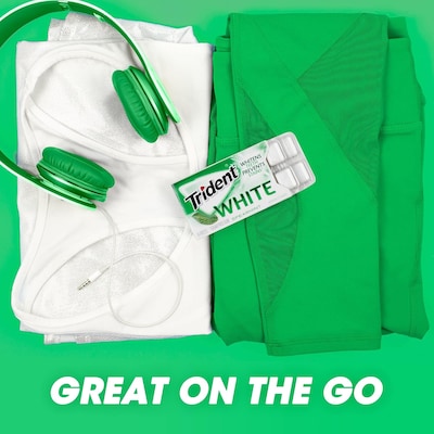 Trident White Sugar Free White Spearmint Gum, 16 Pieces/Pack, 9/Packs (VAM05125)