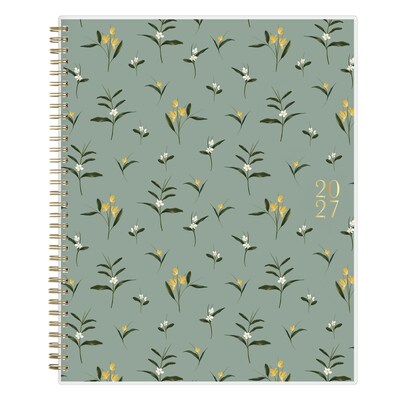 2027 Blue Sky Bespoke Letterpress Lake Flowers 8.5 x 11 Calendar Year Weekly & Monthly Standard Planner, Plastic Cover