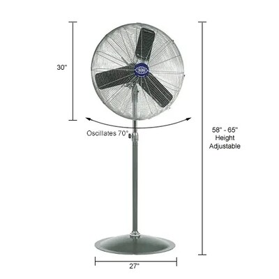 Global Industrial 30" Oscillating Pedestal Fan, 8,775 CFM, 1/3 HP, 1 Phase (585280)