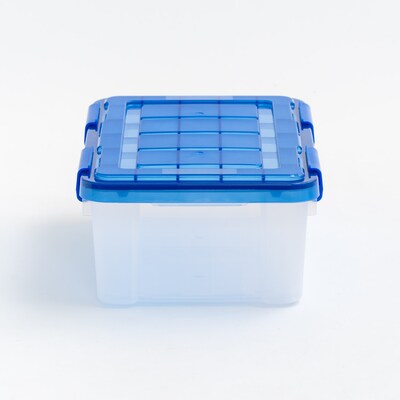 Iris 16 Quart Ultimate Clear Plastic Latching Storage Bin, Blue (500196)