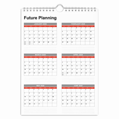 2027 Staples 8" x 11" Monthly Wall Calendar, White/Red/Gray (ST53922-27)