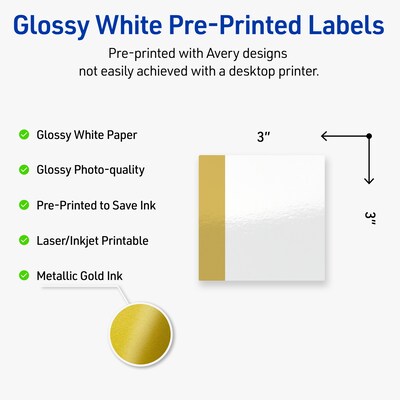 Avery Laser/Inkjet Square Multipurpose Labels, 3 x 3, White, 60/Pack (S00-DJQ)
