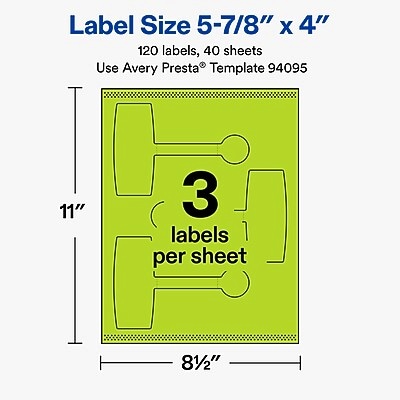 Avery Laser/Inkjet Sealing Labels, 5-7/8" x 4", Bright Green, 120 Labels/Box (19479370786)