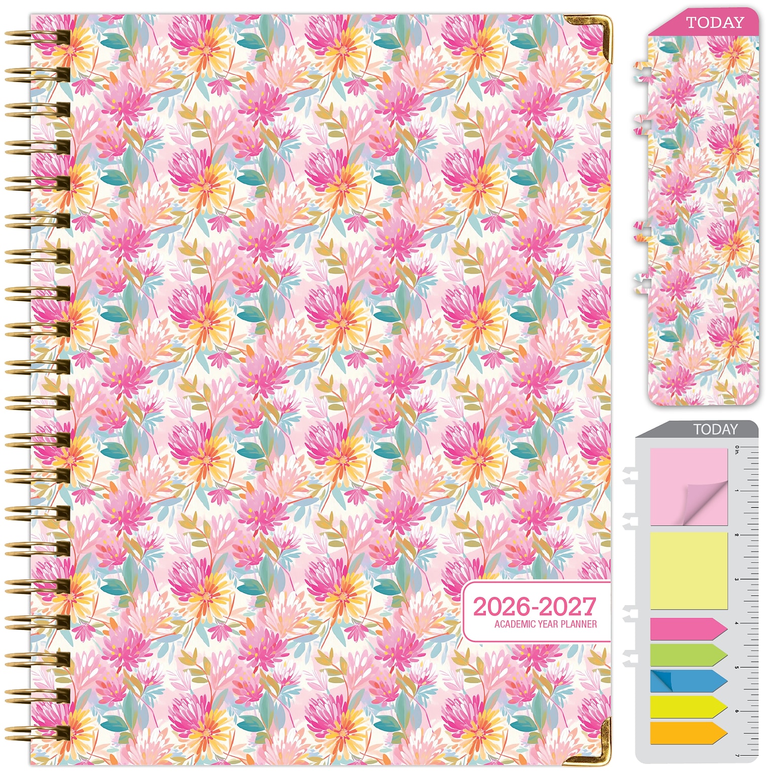 2026-2027 Excello Brands 8.5 x 11 Academic Weekly & Monthly Planner, Paperboard Cover, Floral Fiesta (NAY27-8511LP-89)