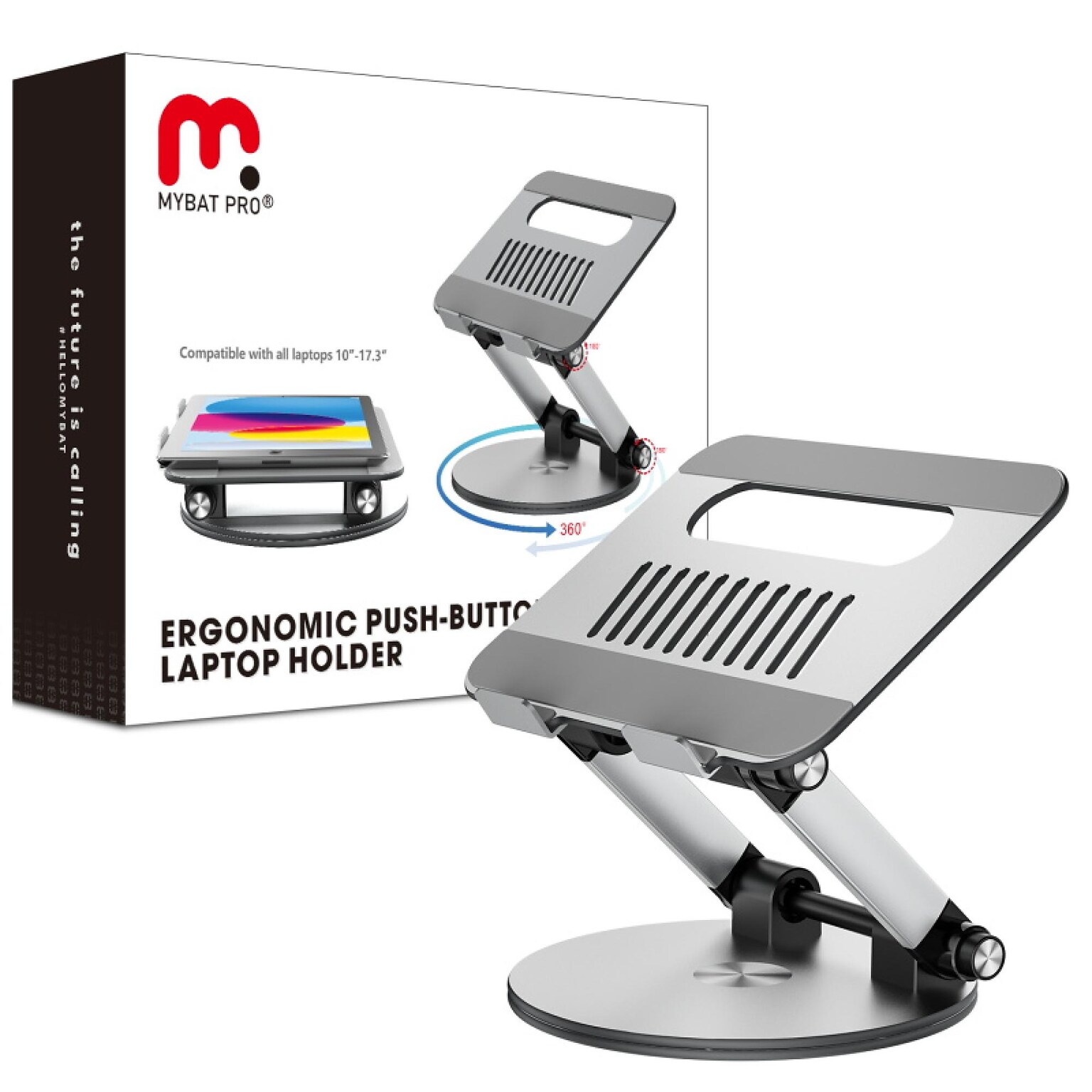 MyBat Pro Ergonomic Push-Button Laptop Holder Adjustable Clear Heavy-Duty Stand