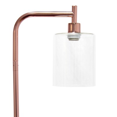 Simple Designs Modern Iron Lantern Floor Lamp with Glass Shade, Rose Gold (LF2009-RGD)