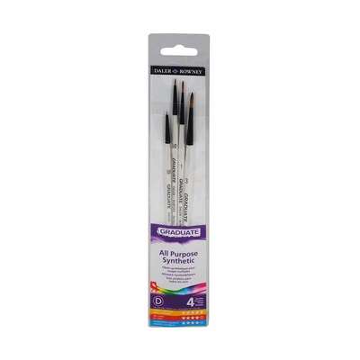 Daler-Rowney Graduate Mixed Media Synthetic Detail Brushes, 4/Set, 2 Sets/Bundle (DRWD212540007-2)