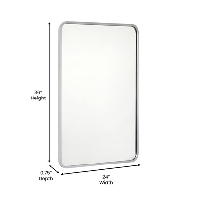 Flash Furniture Jada Decorative Wall Mirror, 24" x 36" Matte Silver (HMHD22M199YBNSV)