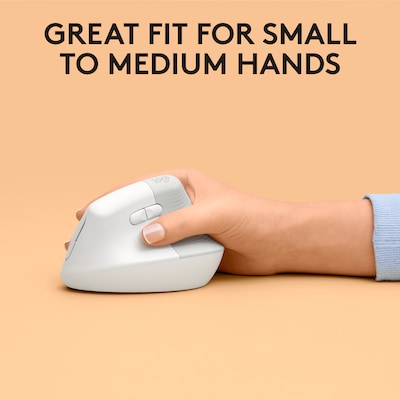 Logitech Lift for Mac Wireless Ergonomic Vertical Optical Bluetooth & USB Mouse, White (910-006471)