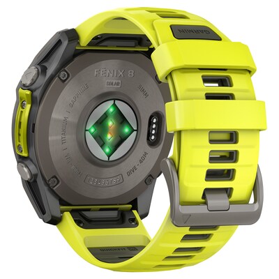 Garmin fenix 8 Multisport Sapphire Solar GPS Watch, 51-mm, Titanium Bezel with Amp Yellow/Graphite Band (010-02907-20)
