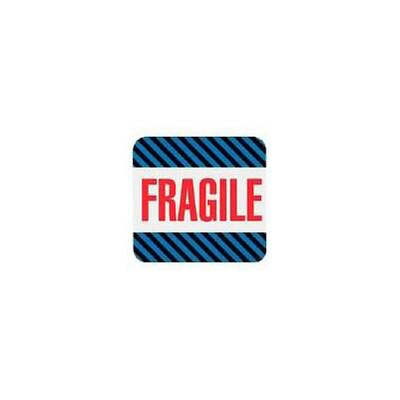 Shipping & Pallet Labels; 4x4 Fragile, Blue & Black Lettering, 500 labels/Roll