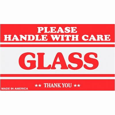 Shipping & Pallet Labels; 3x5  Please Handle With Care Glass, 500 labels/Roll
