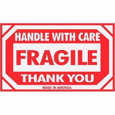 Handle With Care Fragile Thank You Shpg Labels