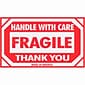Shipping & Pallet Labels; 3x5"  "Handle With Care Fragile Thank You", 500 labels/Roll