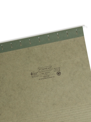 Smead Hanging File Folders, 1/5-Cut Adjustable Tab, Letter Size, Standard Green, 25/Box (64055)
