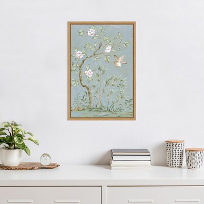 Amanti Art Spring Flower Mural II Blue by Julia Purinton Framed Canvas Wall Art Print, 16 x 23 (A4