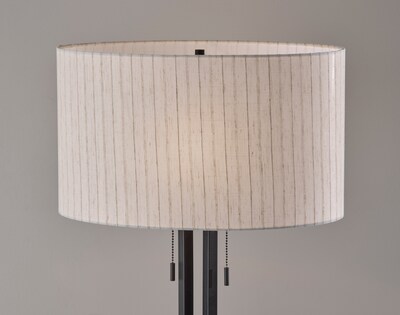 Adesso Foster 62"H Black Floor Lamp with Off-White Linen Shade (4360-01)