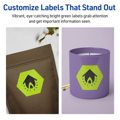 Avery Printable Decorative Edge Multipurpose Labels, 2-1/2" x 2-57/64", Bright Green, 480/Box (94121)