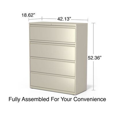 Quill Brand® Commercial 4 File Drawers Lateral File Cabinet, Locking, Putty/Beige, Letter/Legal, 42.13"W (20062D)